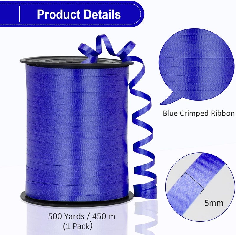 OMISELIO Blue Ribbon, 500 Yard Crimped Royal Blue Curly Ribbon - Perfect for Gift Wrapping, Balloons, Baby Showers, Graduations, Christmas - Image 5
